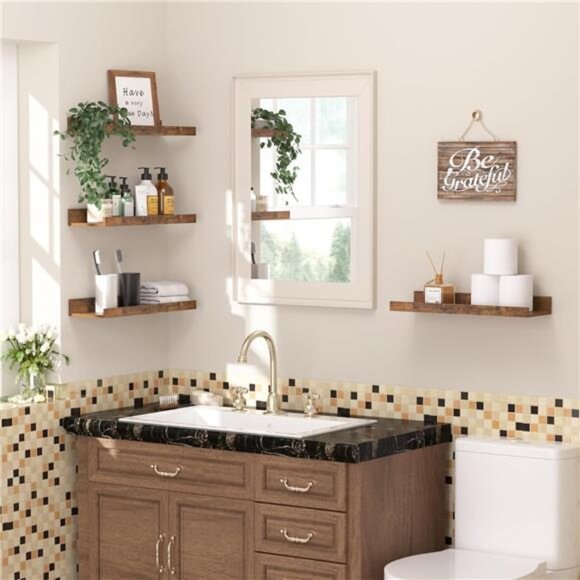 Floating Shelves for Wall, Wall Shelves for Decor Storage Set of 6 - Picture 2 of 14